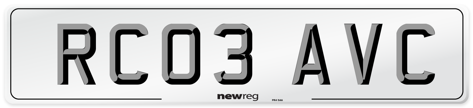 RC03 AVC Number Plate from New Reg